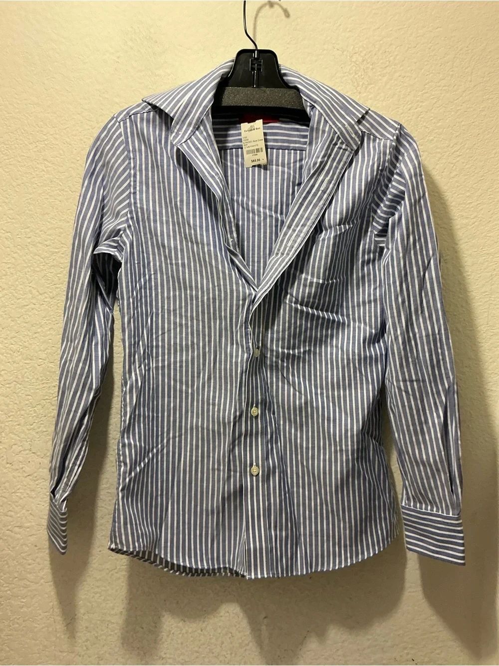 NWT Culwell & sons striped  Blue White Shirt -Button-Down youth 12 retail $85